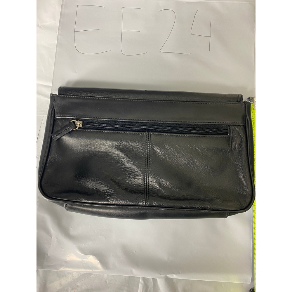 Cabin Creek Black Leather Clutch Bag Magnetic Snap Flap Minimalist Vintage - Picture 2 of 6